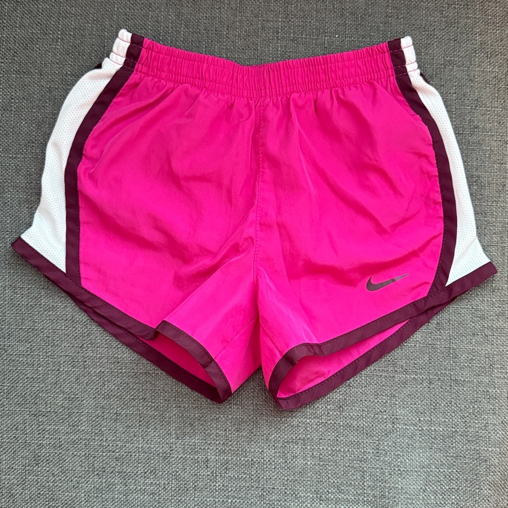 Nike Fuchsia Running Shorts with White and Maroon Trim